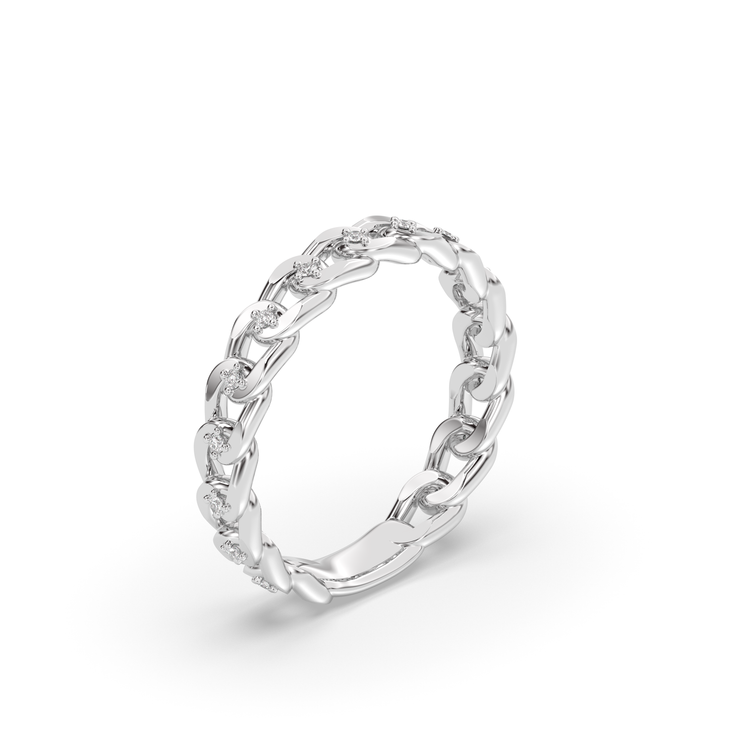 Starlight Chain Link Wedding Band Ring